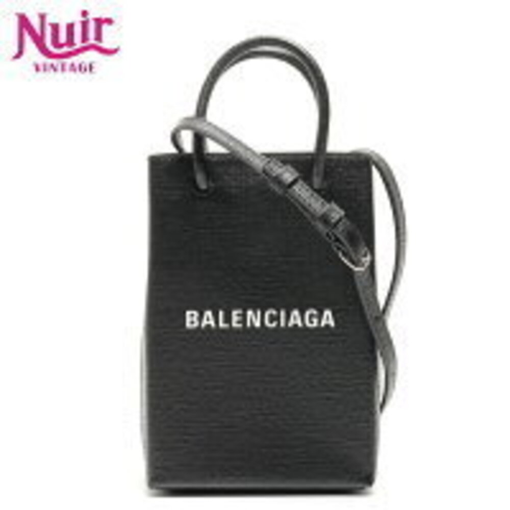 Balenciaga Shopping Phone Holder Shoulder Bag Black - Picture 1 of 13
